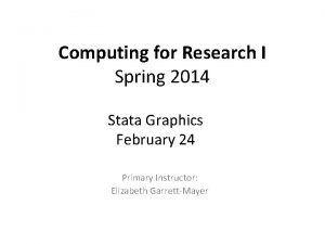 Computing for Research I Spring 2014 Stata Graphics