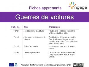 Fiches apprenants Guerres de voitures Fiche no Titre