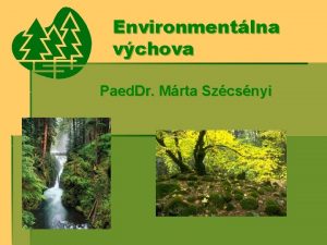 Environmentlna vchova Paed Dr Mrta Szcsnyi AKTIVITY Lieiv