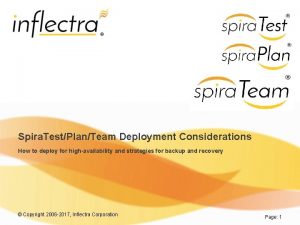 Spira TestPlanTeam Deployment Considerations How to deploy for