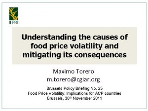 Understanding the causes of food price volatility and