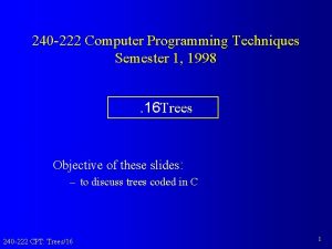 240 222 Computer Programming Techniques Semester 1 1998