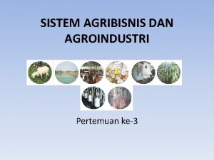 SISTEM AGRIBISNIS DAN AGROINDUSTRI Pertemuan ke3 Sekilas Pandang