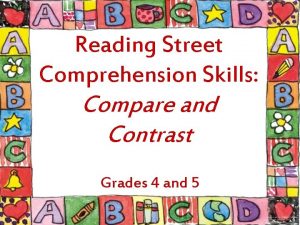 Reading Street Comprehension Skills Compare and Contrast Grades