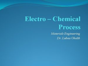 Electro Chemical Process Materials Engineering Dr Lubna Ghalib