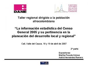 Taller regional dirigido a la poblacin afrocolombiana La