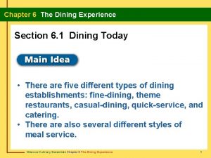 Chapter 6 The Dining Experience Section 6 1