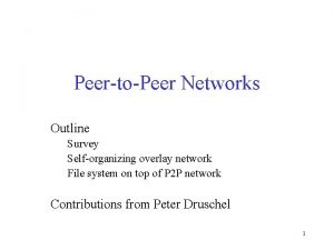 PeertoPeer Networks Outline Survey Selforganizing overlay network File