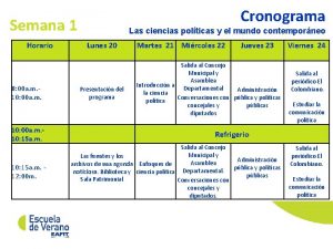 Cronograma Semana 1 Horario 8 00 a m