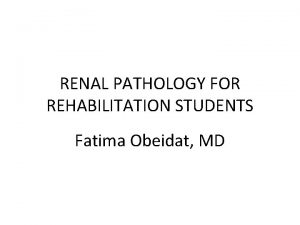 RENAL PATHOLOGY FOR REHABILITATION STUDENTS Fatima Obeidat MD