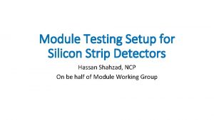 Module Testing Setup for Silicon Strip Detectors Hassan