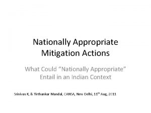 Nationally Appropriate Mitigation Actions What Could Nationally Appropriate
