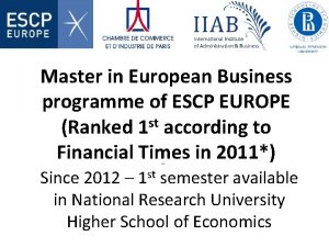 Master in European Business programme of ESCP EUROPE