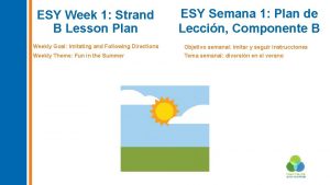 ESY Week 1 Strand B Lesson Plan ESY