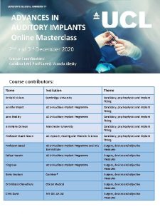 ADVANCED AUDIOLOGY MASTERCLASSES ADVANCES IN AUDITORY IMPLANTS Online