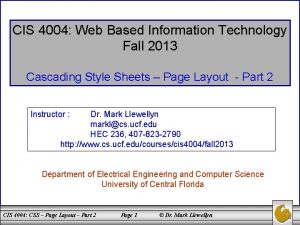 CIS 4004 Web Based Information Technology Fall 2013