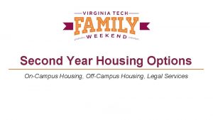 Second Year Housing Options OnCampus Housing OffCampus Housing