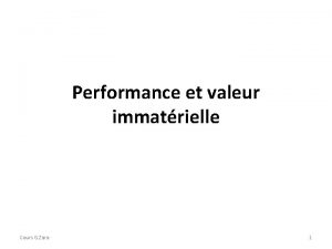 Performance et valeur immatrielle Cours G Zara 1