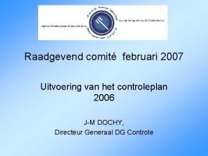 Raadgevend comit februari 2007 Uitvoering van het controleplan