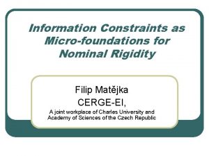 Information Constraints as Microfoundations for Nominal Rigidity Filip