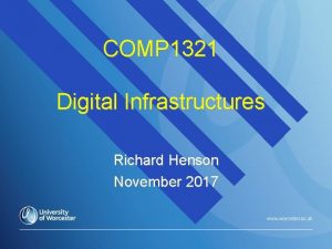 COMP 1321 Digital Infrastructures Richard Henson November 2017