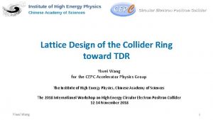 Lattice Design of the Collider Ring toward TDR