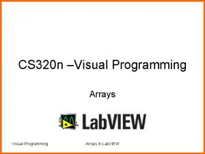 CS 320 n Visual Programming Arrays in Lab