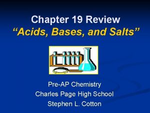 Chapter 19 Review Acids Bases and Salts PreAP
