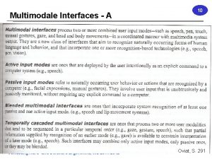 Multimodale Interfaces A Vorlesung Hard und SoftwareErgonomie WS