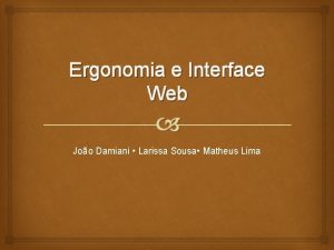 Ergonomia e Interface Web Joo Damiani Larissa Sousa