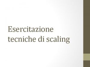 Esercitazione tecniche di scaling Esercizio n 1 Delle