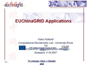 EUChina GRID Applications Fabio Polticelli Computational Biochemistry Lab