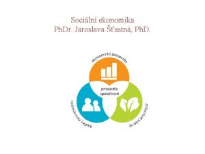 Sociln ekonomika Ph Dr Jaroslava astn Ph D