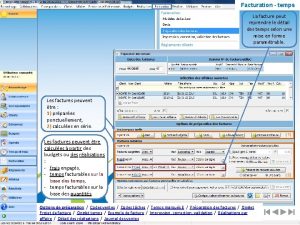 Facturation temps La facture peut reprendre le dtail