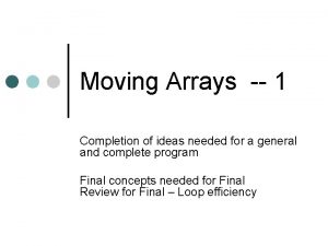 Moving Arrays 1 Completion of ideas needed for