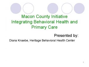 Macon County Initiative Integrating Behavioral Health and Primary