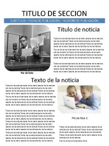 TITULO DE SECCION SUBTITULO FECHA DE PUBLICACIN NUMERO