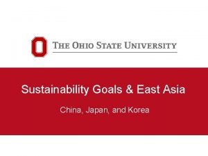 Sustainability Goals East Asia China Japan and Korea