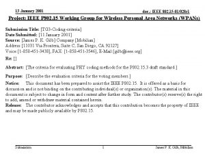 13 January 2001 doc IEEE 802 15 01028