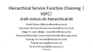 Hierarchical Service Function Chaining h SFC draftdolsonsfchierarchical06 David