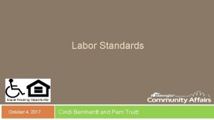 Labor Standards October 4 2017 Cindi Bernhardt and