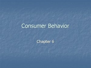 Consumer Behavior Chapter 6 What is Consumer Behavior