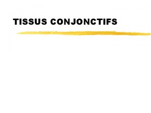 TISSUS CONJONCTIFS Dfinition Tissu avec Cellules et MEC