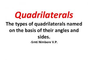 Quadrilaterals The types of quadrilaterals named on the
