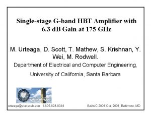 Singlestage Gband HBT Amplifier with 6 3 d