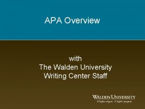 APA Overview with The Walden University Writing Center