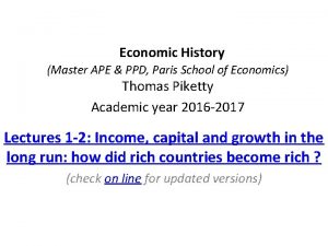 Economic History Master APE PPD Paris School of