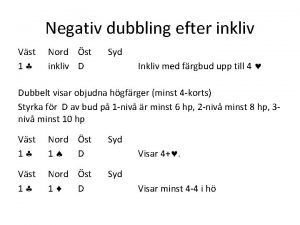 Negativ dubbling efter inkliv Vst 1 Nord st