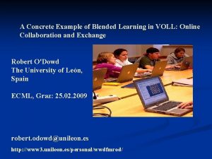 A Concrete Example of Blended Learning in VOLL