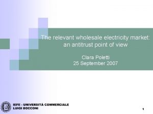 The relevant wholesale electricity market an antitrust point